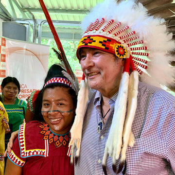 Idalia Andrade Degracia, the first ever female Indigenous chief in Costa Rica, is pictured with Kenny Blacksmith, an honorary Canadian Chief.