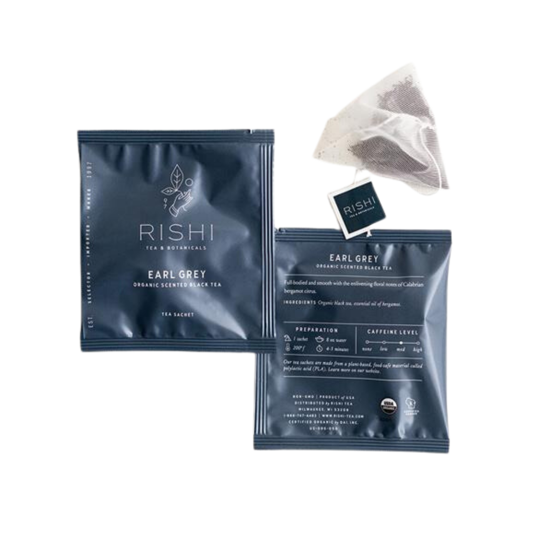 
                  
                  Load image into Gallery viewer, Two packages and a bag of Rishi earl grey tea
                  
                  