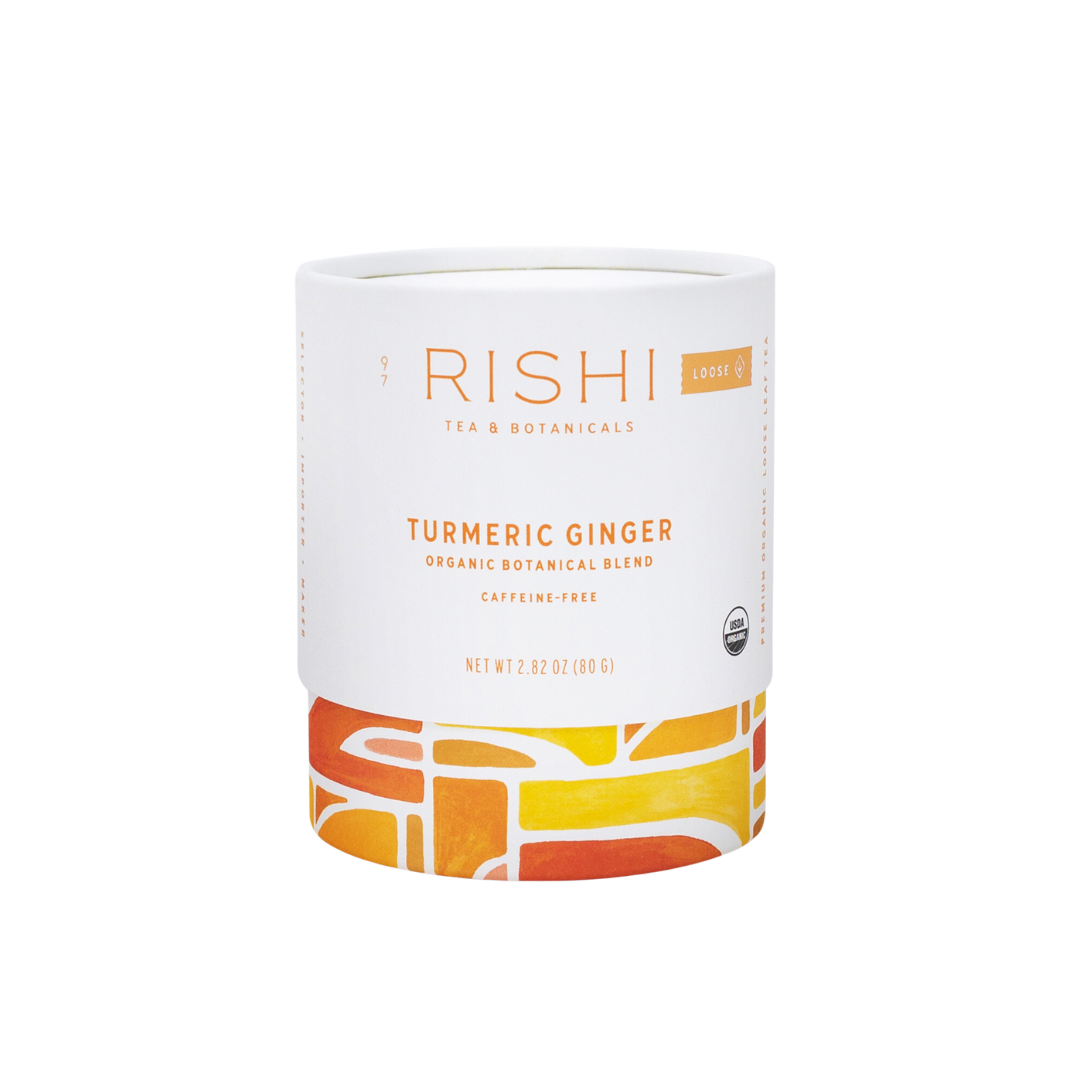 
                  
                  Load image into Gallery viewer, Rishi Turmeric Ginger loose leaf tea in a 70g tube
                  
                  