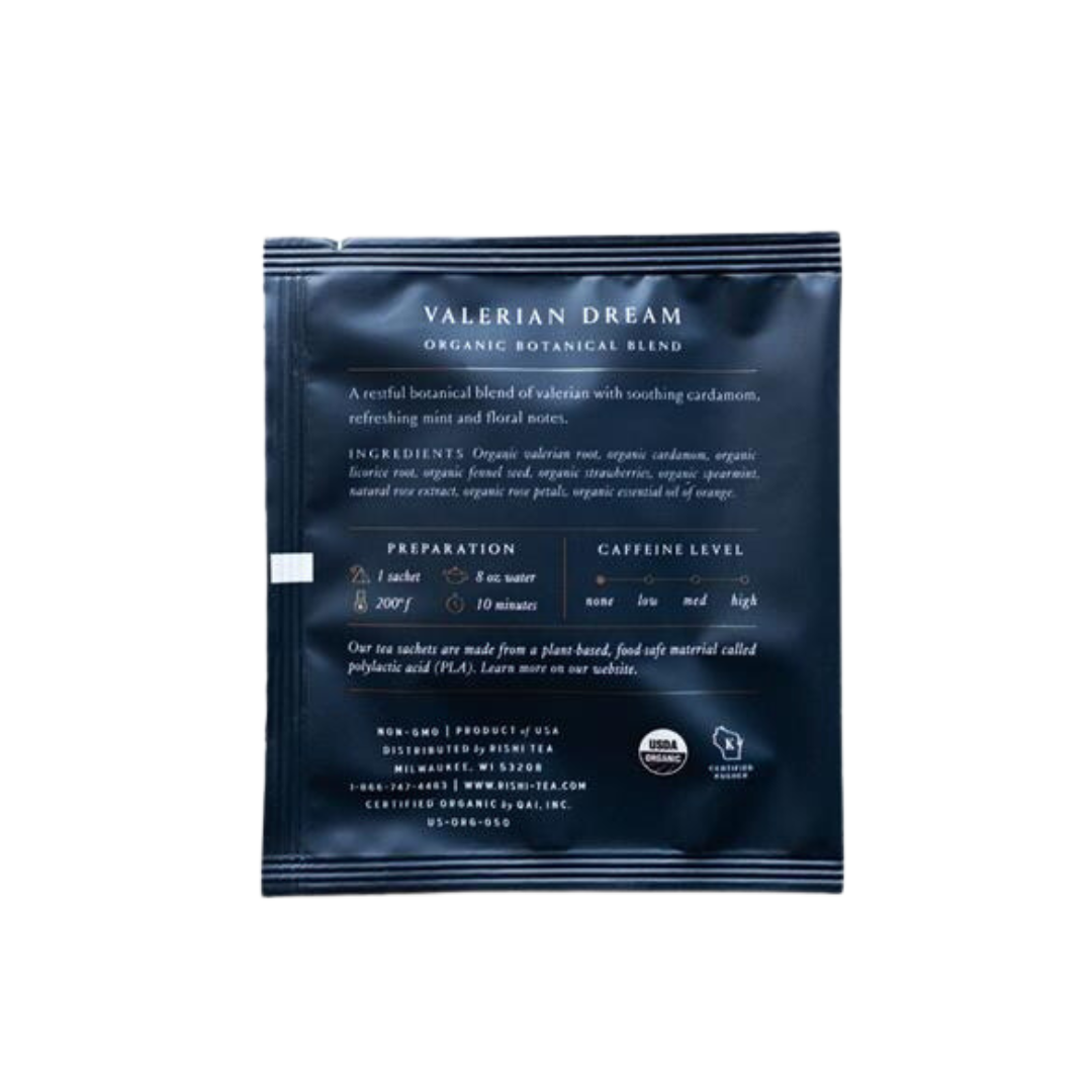 
                  
                  Load image into Gallery viewer, Back of the package of organic valerian tea.
                  
                  