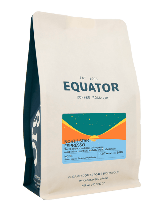 340g or 12oz bag of North Star Espresso organic, fair trade coffee beans.